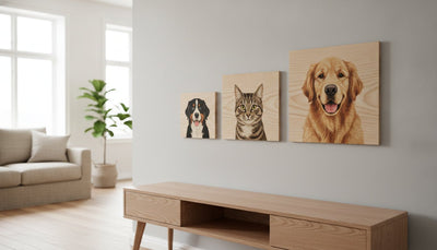 Birch Pet Portrait Wood Prints: The Synergy of Organic Grain and Chromatic Vibrancy