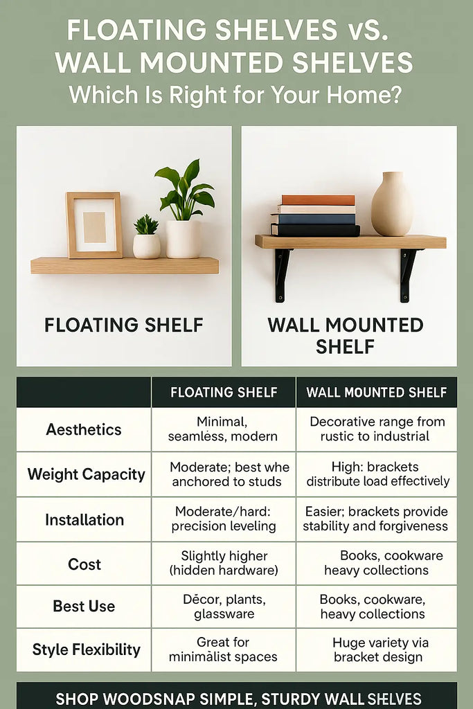 floating shelf comparison chart renter friendly