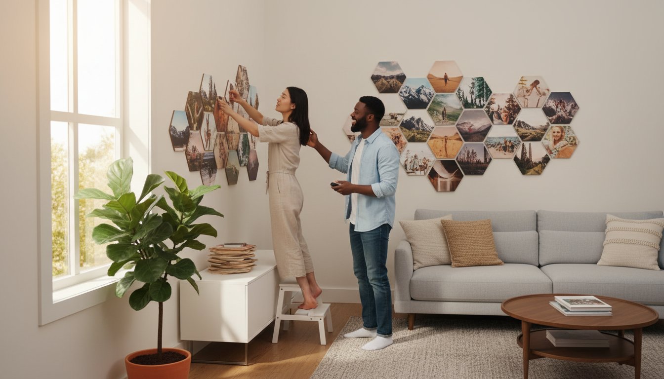 How to Create a Stunning Honeycomb Wall Mural with 8x8 Hexagon Wood Prints