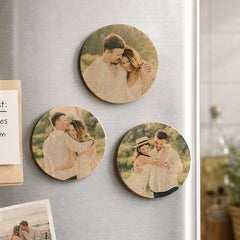 Circle Wood Print Magnet Set