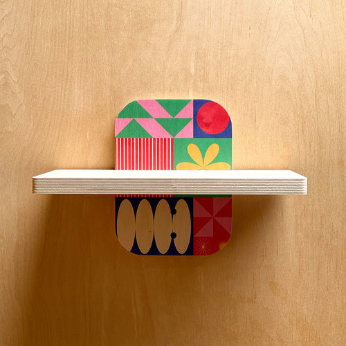 Colorful geometric shelf from Simple and Sturdy Wall Shelves Natural Warmth, sturdy wall shelf